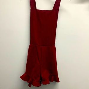 Romper style over alls crimson size small